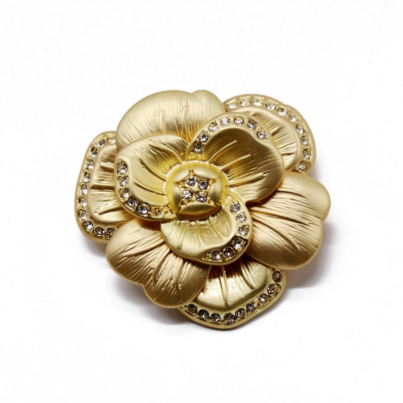 Luxury Brooch with Diamonds-Gold Rhinestone Brooch BR-605