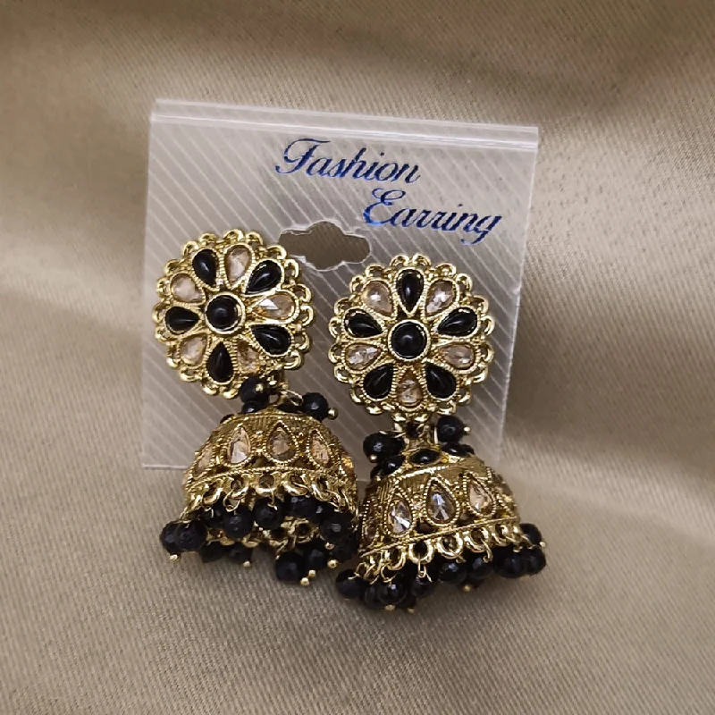 Unique Gold Earrings-Hira Collections Gold Plated Crystal Stone And Beads Jhumki Earrings