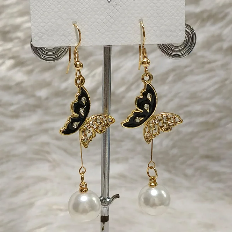 Sparkling Gem Earrings-Diyu Dhyu Gold Plated Austrian Stone Dangler Earrings