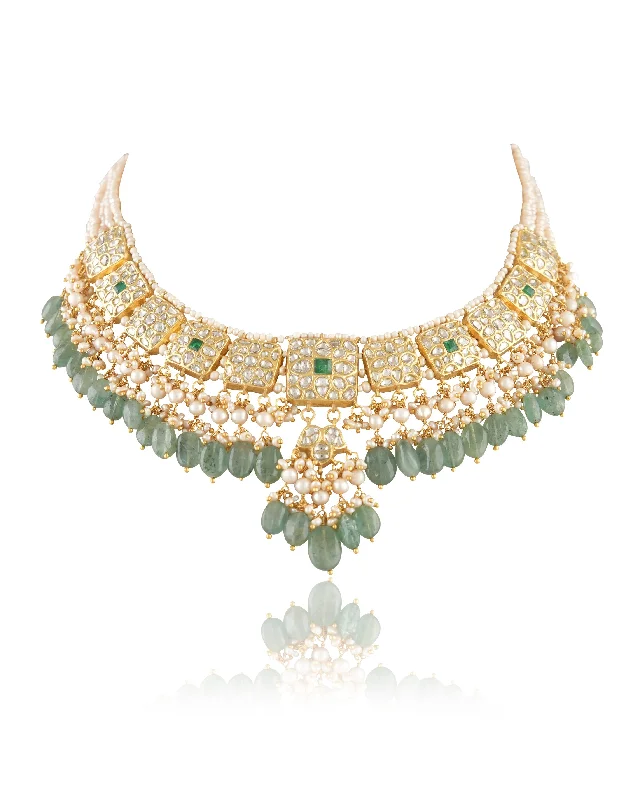 Long Diamond Necklaces-Madhu Polki Necklace