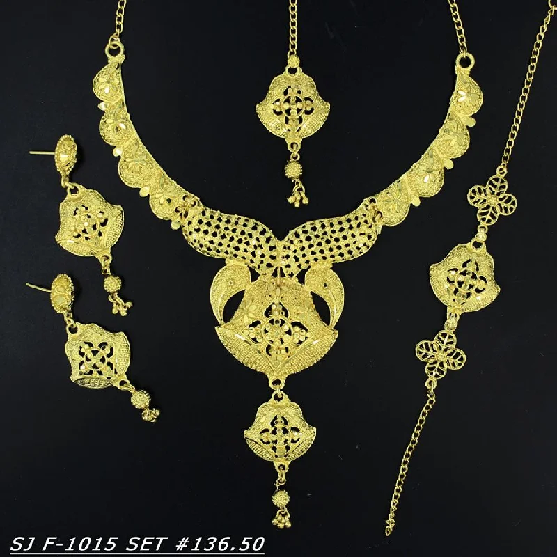 Minimalist Gold Necklaces-Mahavir Forming Gold Necklace Set   - 36- SJ- F-1015