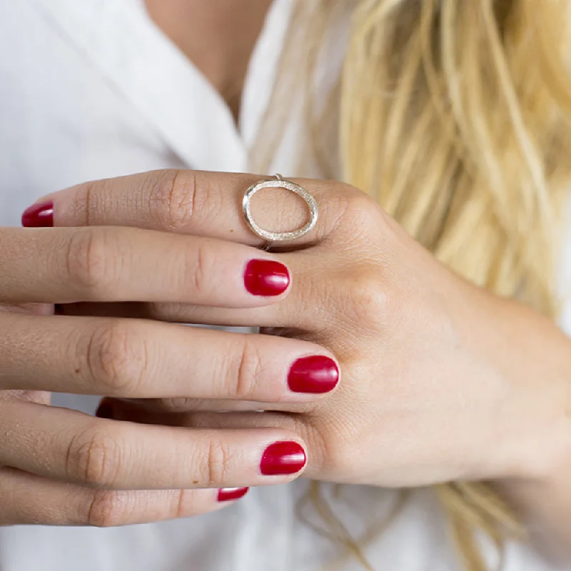 Dainty Gold Rings-DIAMOND DUSTED OVAL RING