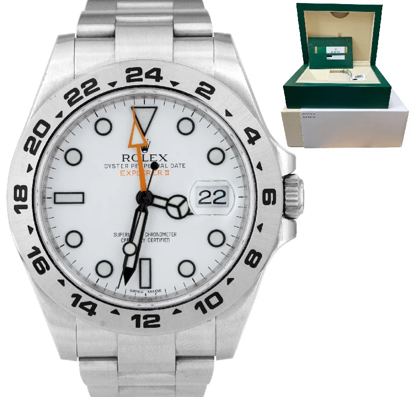 Luxury Sports Watches for Men-2019 Rolex Explorer II 42mm Polar White Orange Stainless Steel Watch 216570 B+P