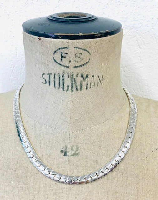 Custom Birthstone Necklaces-Wide snake chain silver