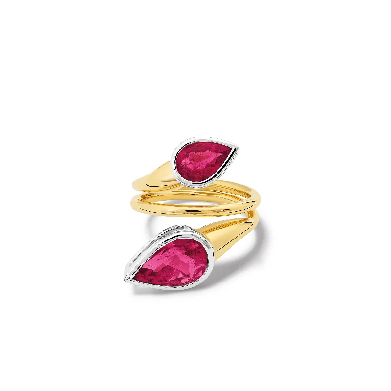 Custom Wedding Rings with Names-Nicoline Ring 18ct Yellow & White Gold - Pink Tourmaline