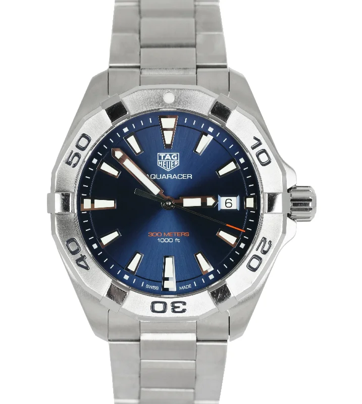 Classic Swiss Watches for Men-TAG Heuer Aquaracer Blue Stainless Steel Date 41mm Quartz Watch WBD1112.BA0928