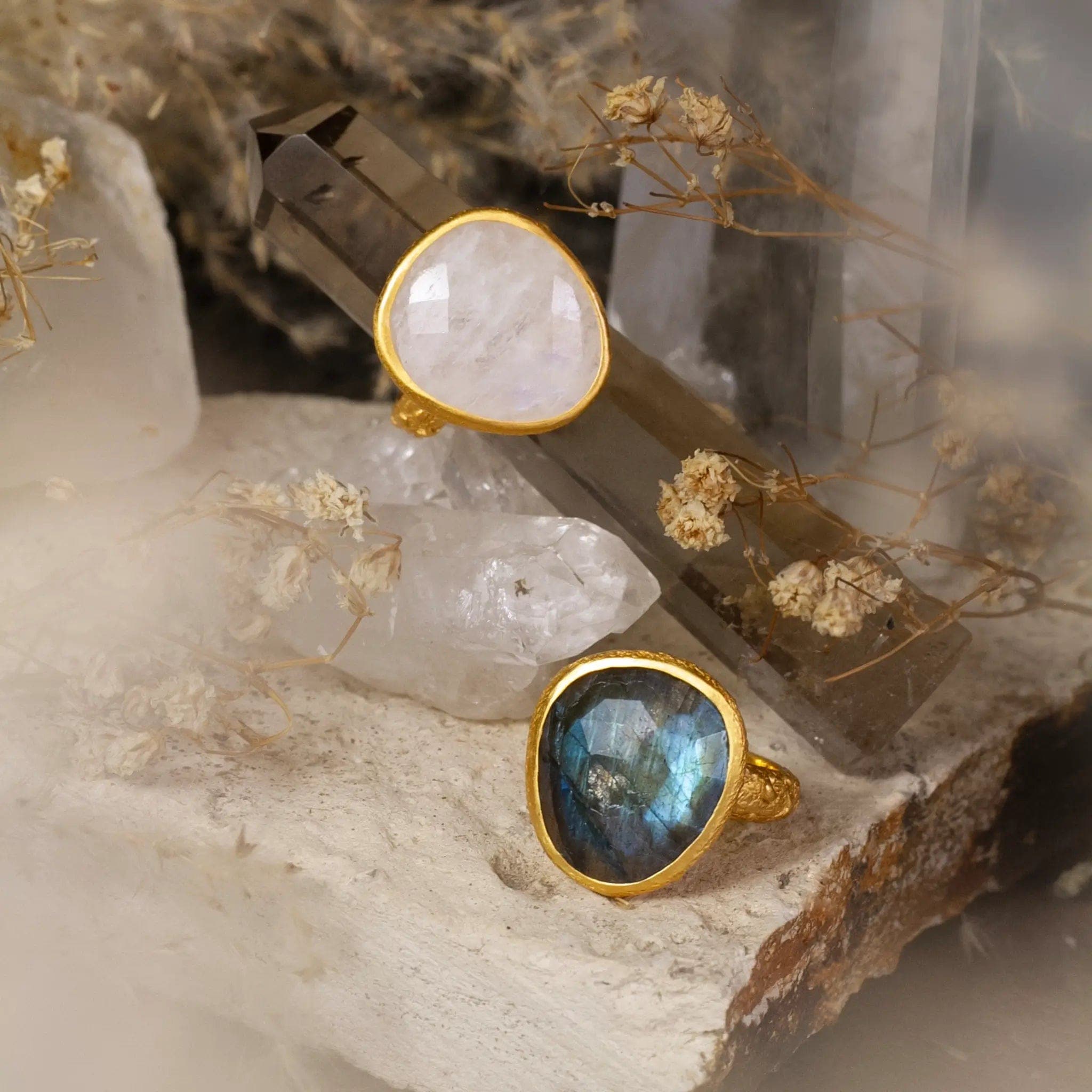 Classic Engagement Rings for Women-From Darkness to Light Labradorite & Moonstone • Ring