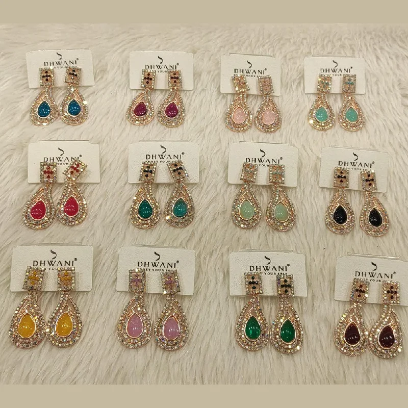 Minimalist Earrings for Work-Dhwani Gold Plated Austrian Stone Dangler Earrings (Assorted Color)