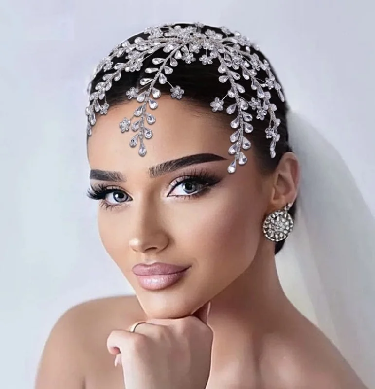 Bridal Brooch for Wedding-Bridal Hair Accessories l Rhinestone Wedding Forehead Headband  l Hair Comb l Hair Chain HP-07