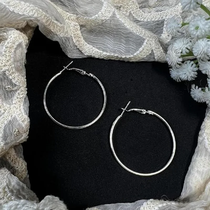 Artistic Earrings for Women-Etnico Stylish Latest Fashion Hoop Earrings For Women (E3218) (Silver)