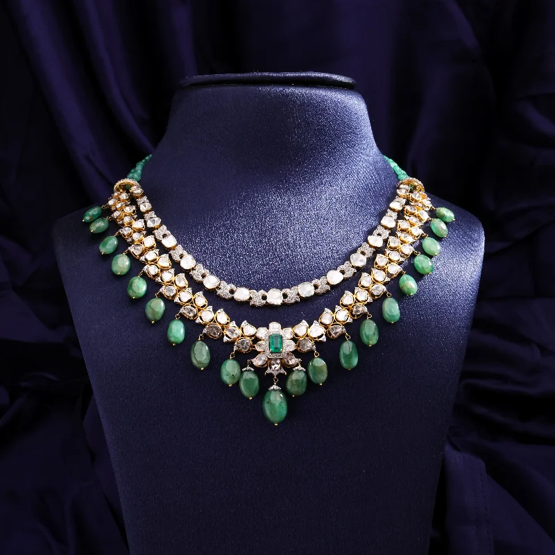 Luxury Gold Necklaces-Molly Polki And Diamond Necklace