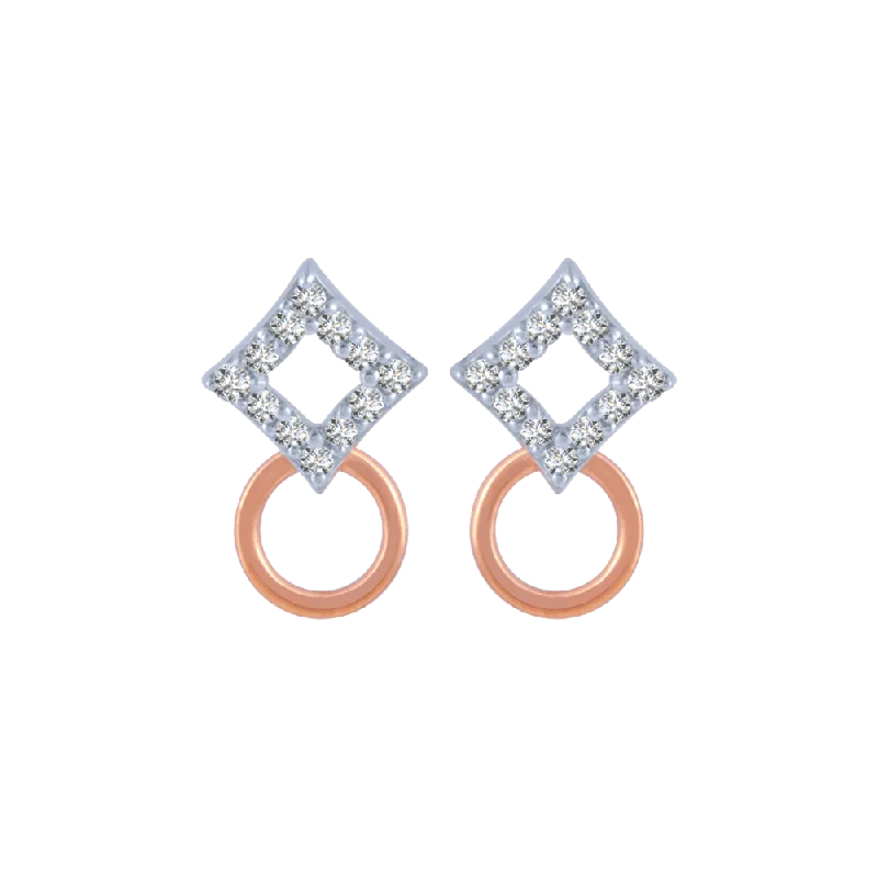 Gorgeous Long Earrings-14KT (585) Rose Gold And Diamond Stud Earrings For Women