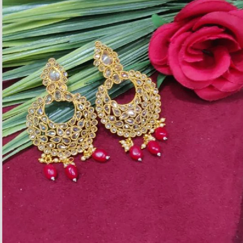 Fine Jewelry Earrings-SNERA Gold Plated designer Crystal Stone And Beads Dangler Earrings