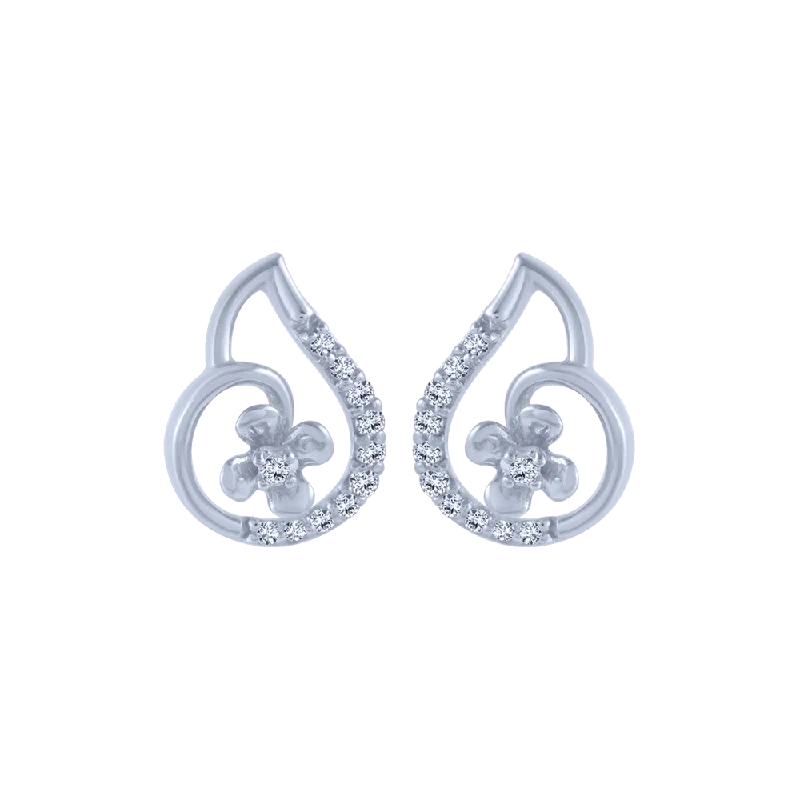 Chunky Earrings for Parties-14KT (585) White Gold And Diamond Stud Earrings For Women