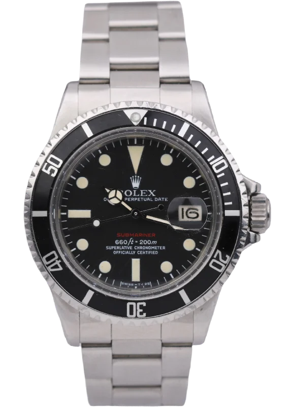 Solar Watches for Hiking Adventures-Vintage 1972 Rolex Submariner RED 1680 MK5 MKV 3.3X Stainless 40mm Watch