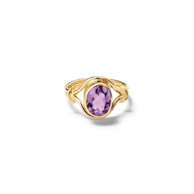 Art Deco Rings-Agricola Signet Ring Yellow Gold - Amethyst