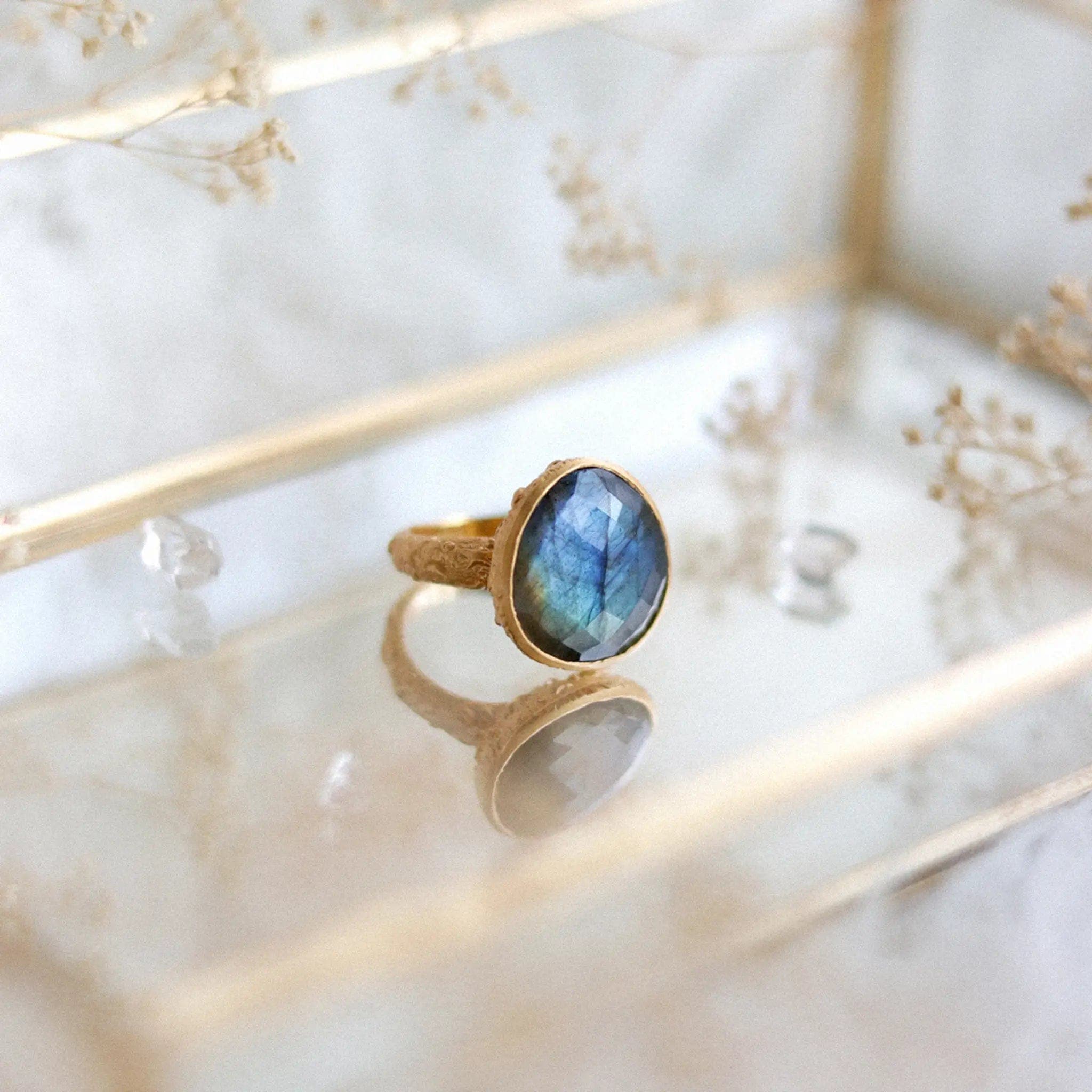 Unique Stackable Rings-From Darkness to Light Ring • Labradorite