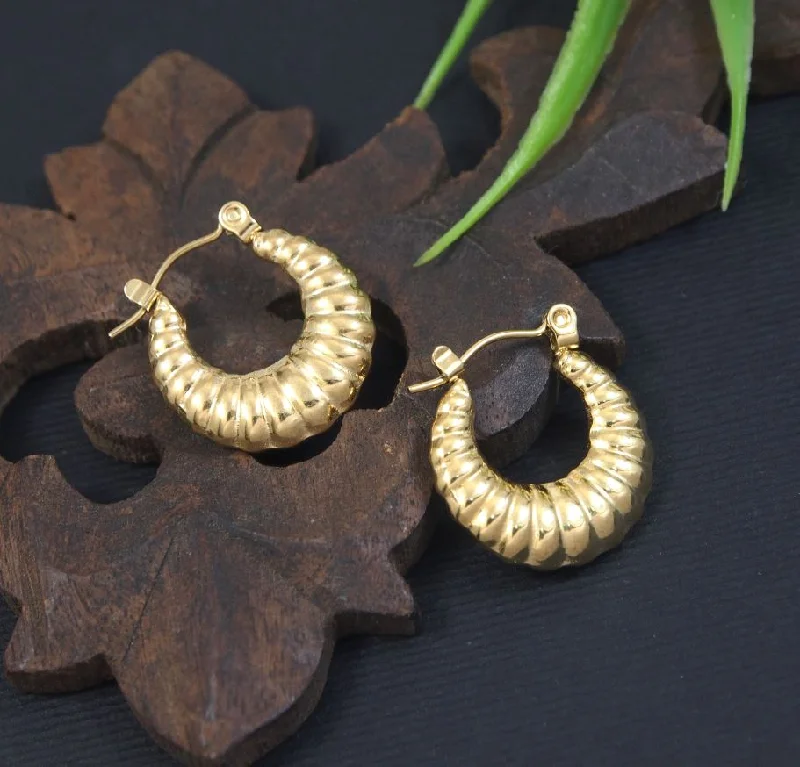 Designer Earrings Online-Tarohi JewelsStainless Steel Anti Tarnish Hoops Earring- STNER 5332