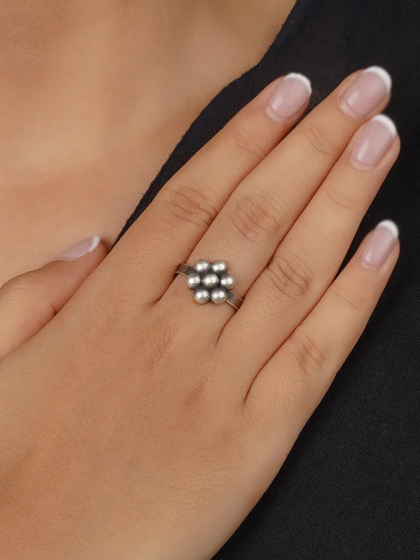 Luxury Diamond Rings-Grey Color Tribal Ring - EK-SFRNG173