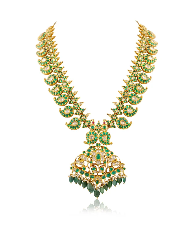 Classic Choker Necklaces-Dishani Jadau Polki Long Necklace