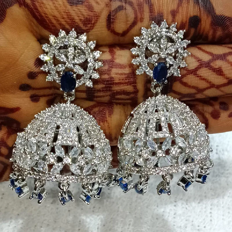 Eco-Conscious Earrings-Kavita Art Silver Plated American Diamond Jhumki