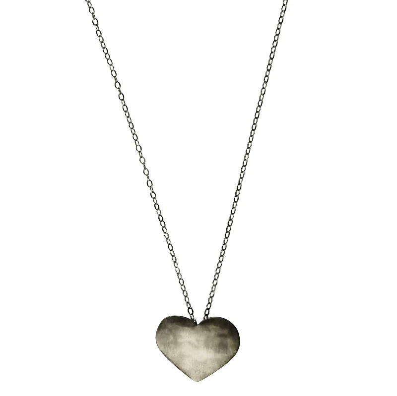 Long Pendant Necklaces-Gia Heart Necklace, Silver