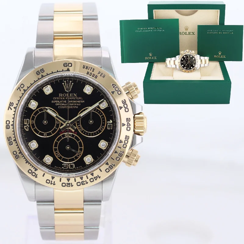 High-End Smart Watches-2022 BLACK DIAMOND 116503 Rolex Daytona Two Tone Steel and Gold Watch Box