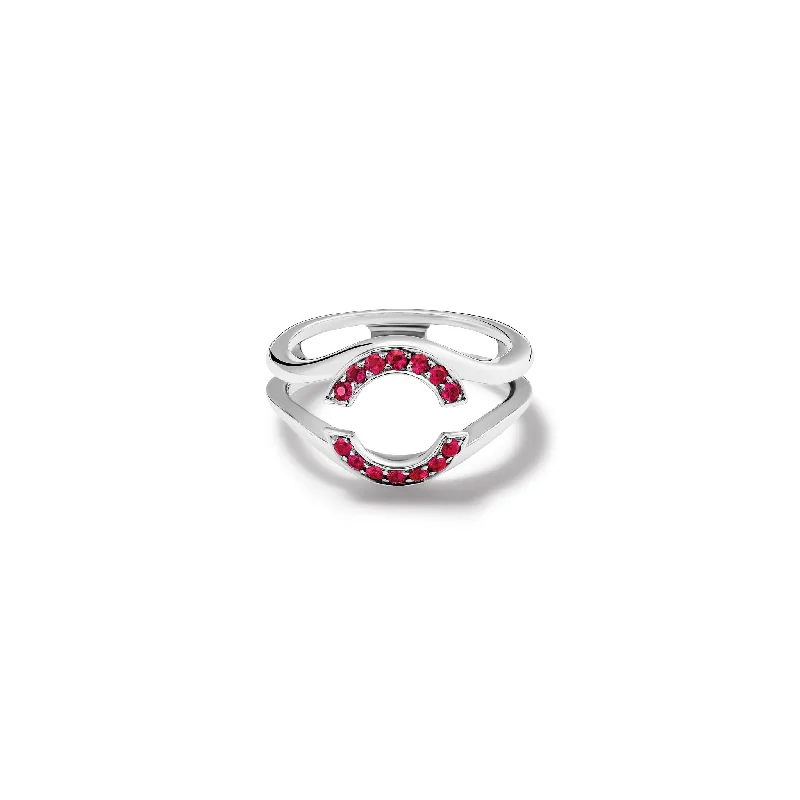 Designer Wedding Rings-Aster Embrace Ring 18ct White Gold - Ruby