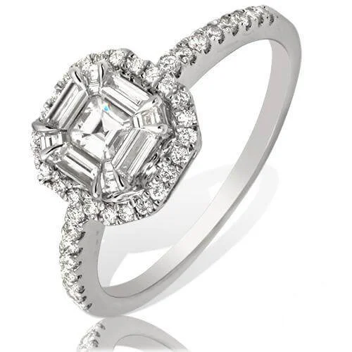 Personalized Vintage Rings-14KW 0.75CTW BAGUETTE DIAMOND SQUARE HEAD RING