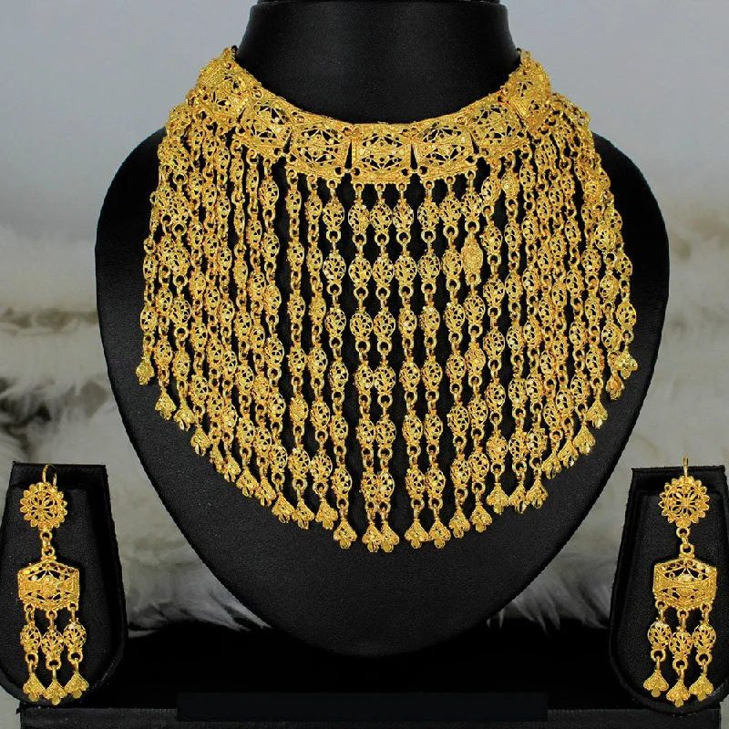 Handmade Necklaces Online-Mahavir Forming Gold Necklace Set  - MARTASHA Set 5116