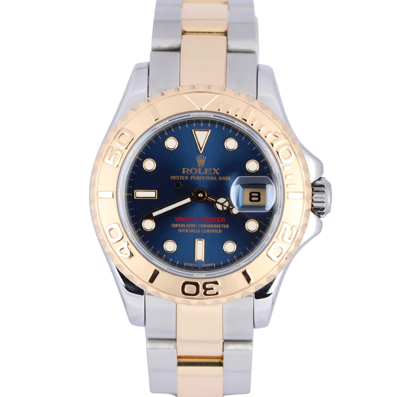 Gold Watches for Women-Rolex Yacht-Master 29mm Two Tone 18K Yellow Gold Steel Blue Dial 169623 Watch