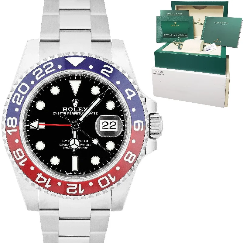 Leather Strap Designer Watches-NEW JULY 2022 Rolex GMT-Master II Ceramic PEPSI OYSTER BRACELET 40mm 126710 BLRO