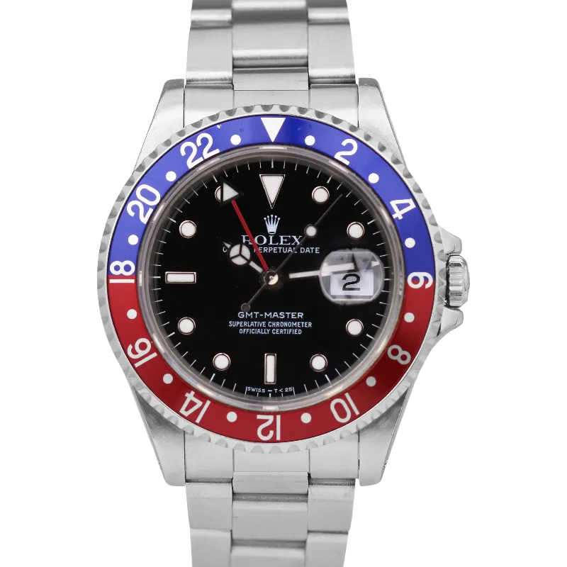 Luxury Digital Watches-ORIGINAL Rolex GMT-Master 40mm L-Series PEPSI Blue RED 16700 Stainless Watch