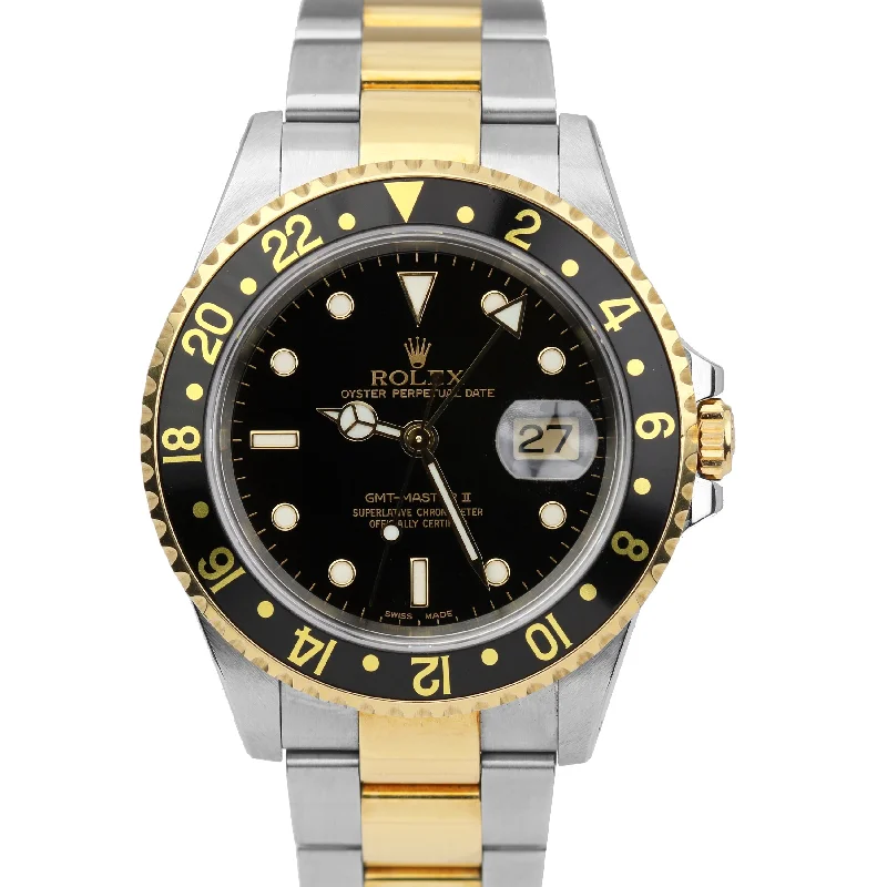 Luxury Men’s Watches with Diamond Detailing-UNPOLISHED TOP CONDITION Rolex GMT-Master II Two-Tone P 18K Gold Watch 16713