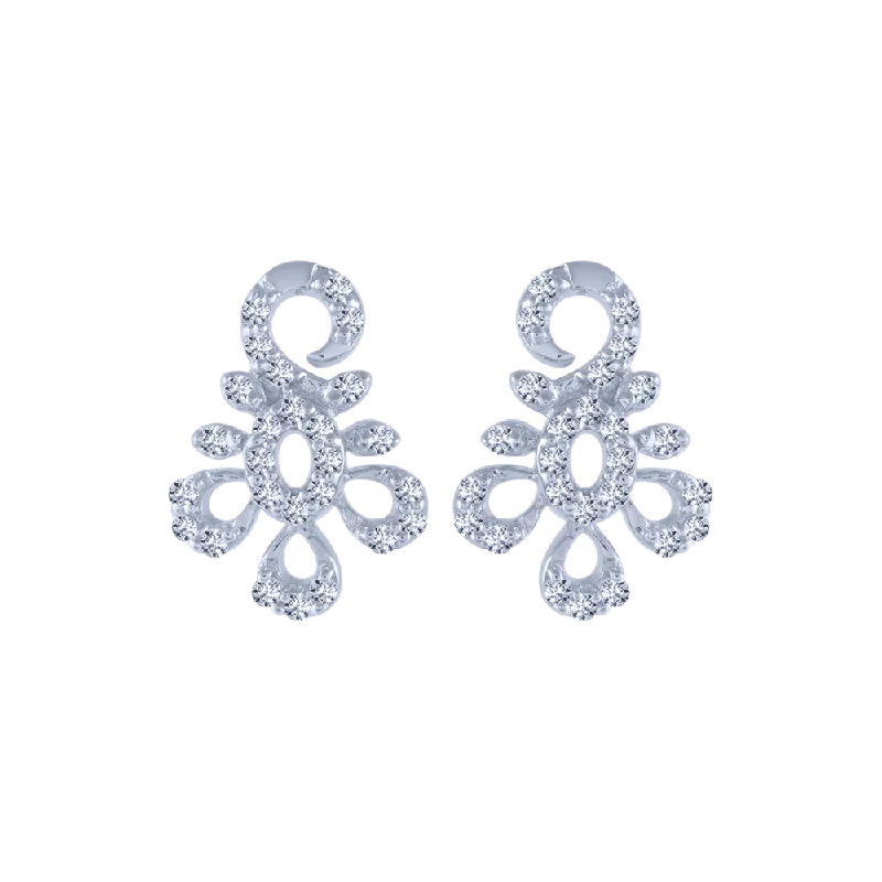 Ethnic Earrings for Women-14KT (585) White Gold And Diamond Stud Earrings For Women