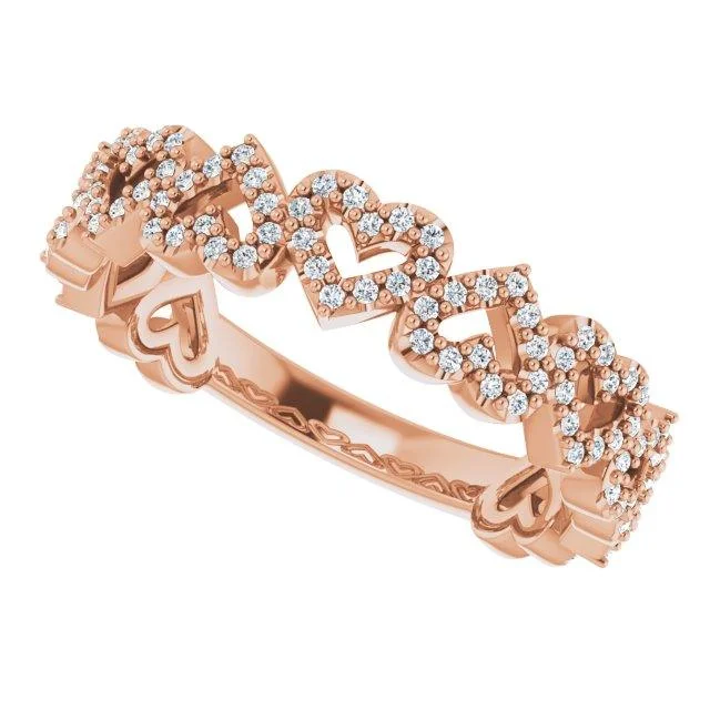 Simple Promise Rings-JDTK-SP124362- 14K Rose 1/3 CTW Diamond Stackable Heart Ring