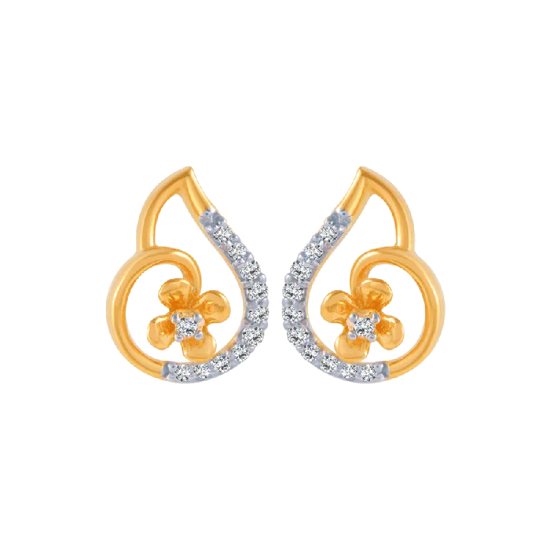 Personalized Name Earrings-14KT (585) Yellow Gold And Diamond Stud Earrings For Women