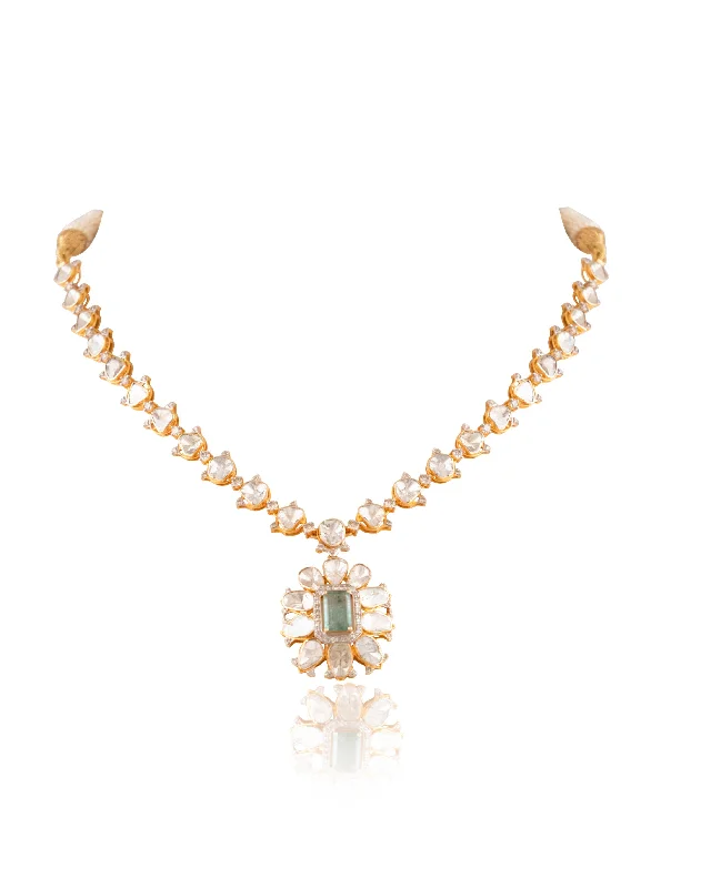 Dainty Pearl Necklaces-Saanvi Polki And Diamond Long Necklace