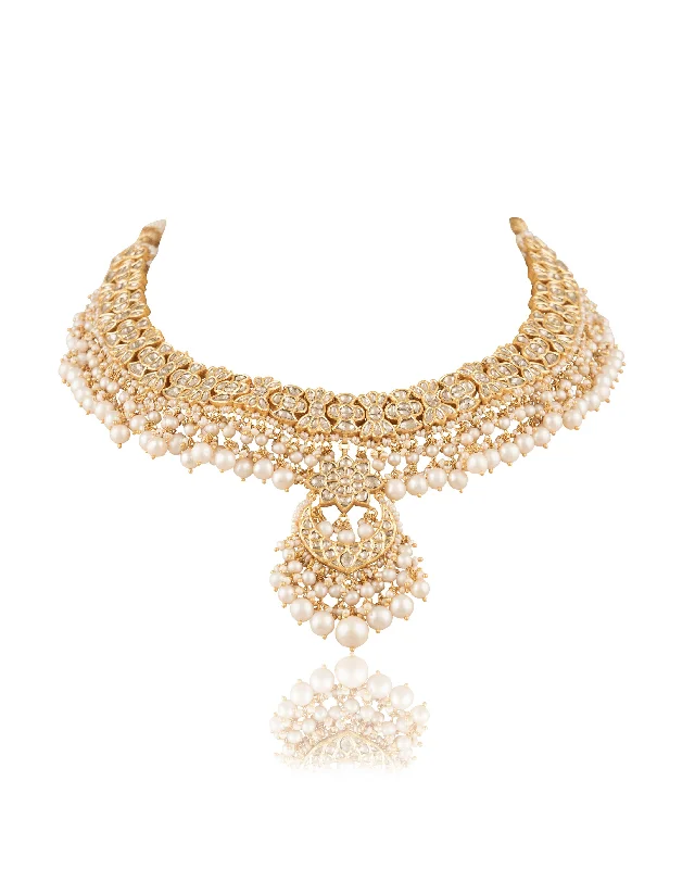 Classic Pearl Necklaces-Tarana Polki Necklace