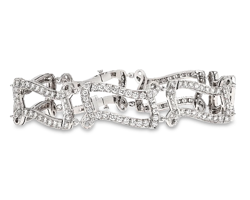 Adjustable Leather Bracelets-Square Link Diamond Bracelet, 5.41 Carats