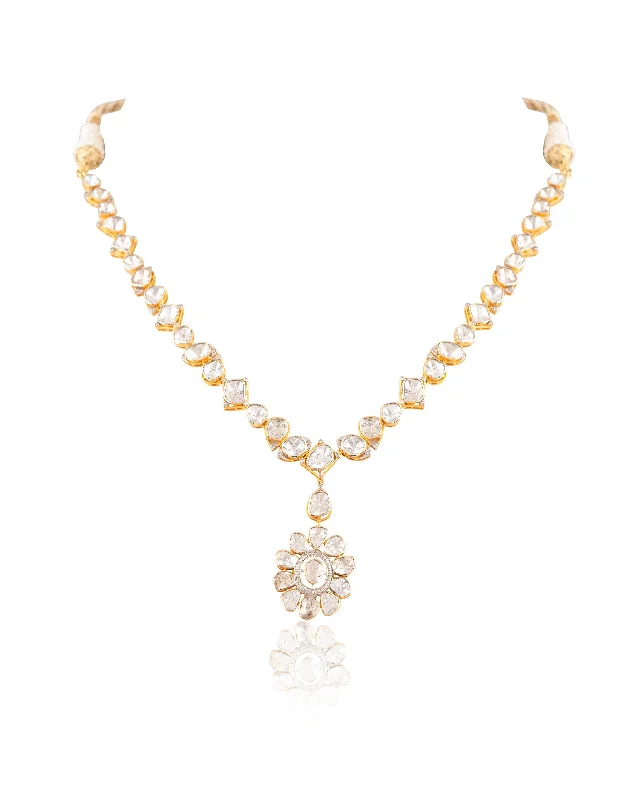 Luxury Necklaces with Diamonds-Raksha Polki And Diamond Necklace