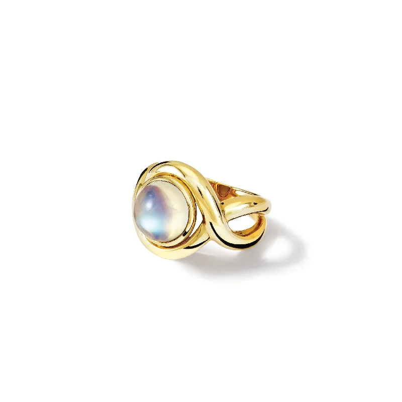 Luxury Engagement Rings for Women-Severine Medium Ring Yellow Gold - Cabochon Moonstone