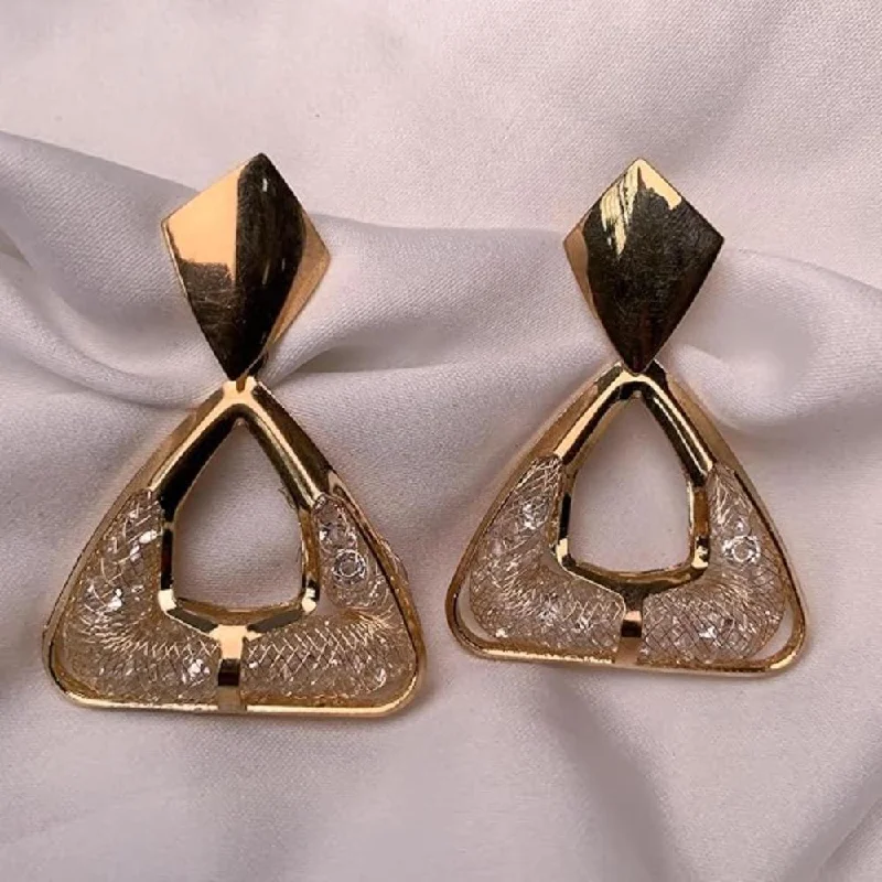 Chic Silver Stud Earrings-Etnico Latest Fashion Stylish Gold Plated Trendy Triangle Shape Chunky Dangler Earrings For Women