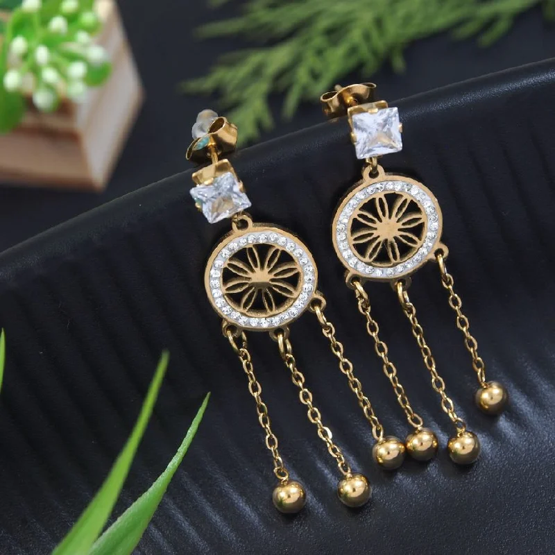 Colorful Resin Earrings-Tarohi JewelsStainless Steel Anti Tarnish Dangler Earring - STNER 5335