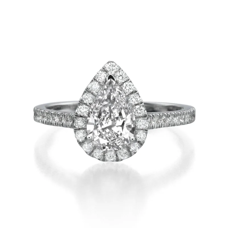 Birthstone Engagement Rings-1.45 ct Pear Shaped Diamond Engagement Ring