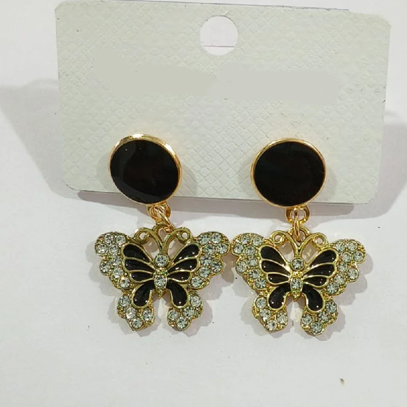 Wedding Earrings for Guests-Diyu Dhyu Gold Plated Austrian Stone Dangler Earrings