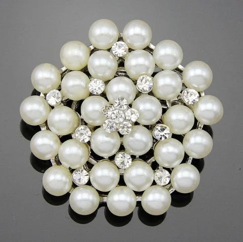 Fashionable Enamel Brooch-Brooch Floral Pearls Rhinestone Crystal BR-035