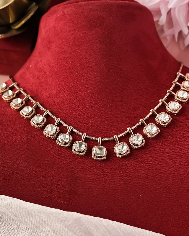 Long Silver Necklaces-Kashish Polki And Diamond Necklace