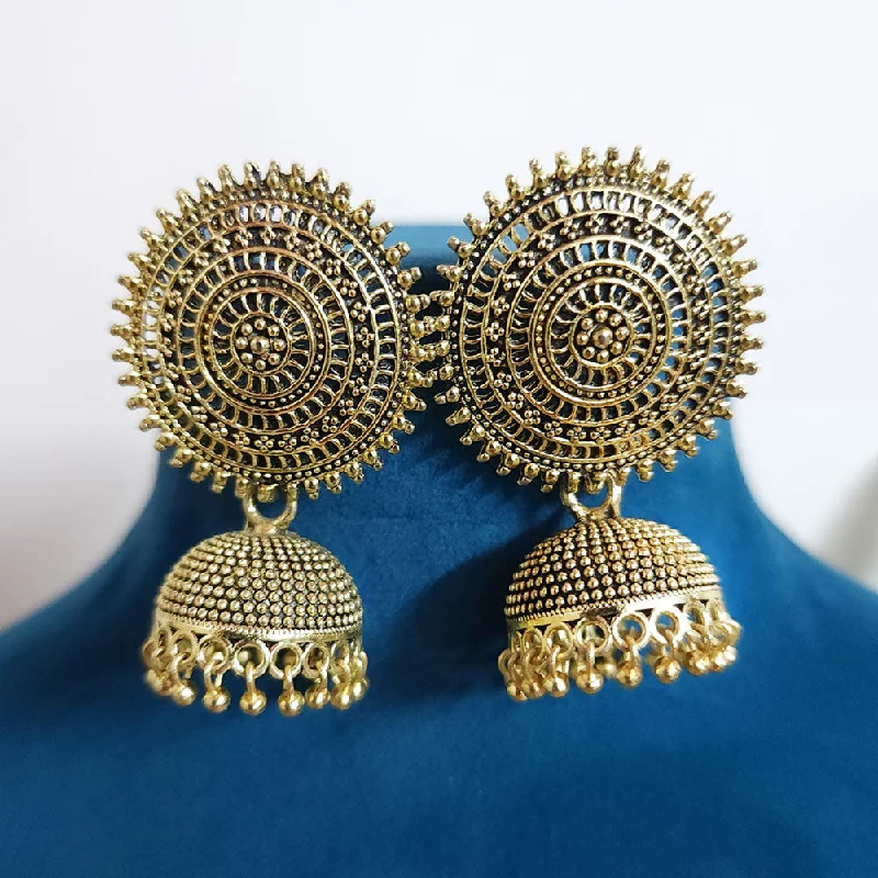 Antique Silver Earrings-H K Fashion Gold Plated Pearls Jhumki Earrings