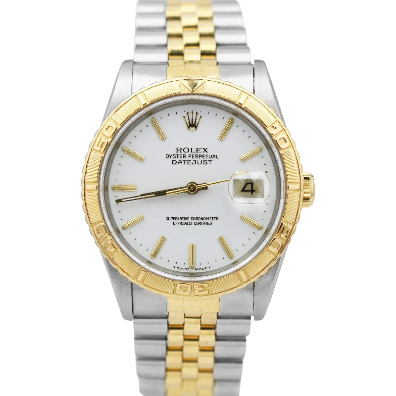 High-End Mechanical Watches-Rolex DateJust Turn-O-Graph Two-Tone White 36mm Thunderbird Jubilee Watch 16263